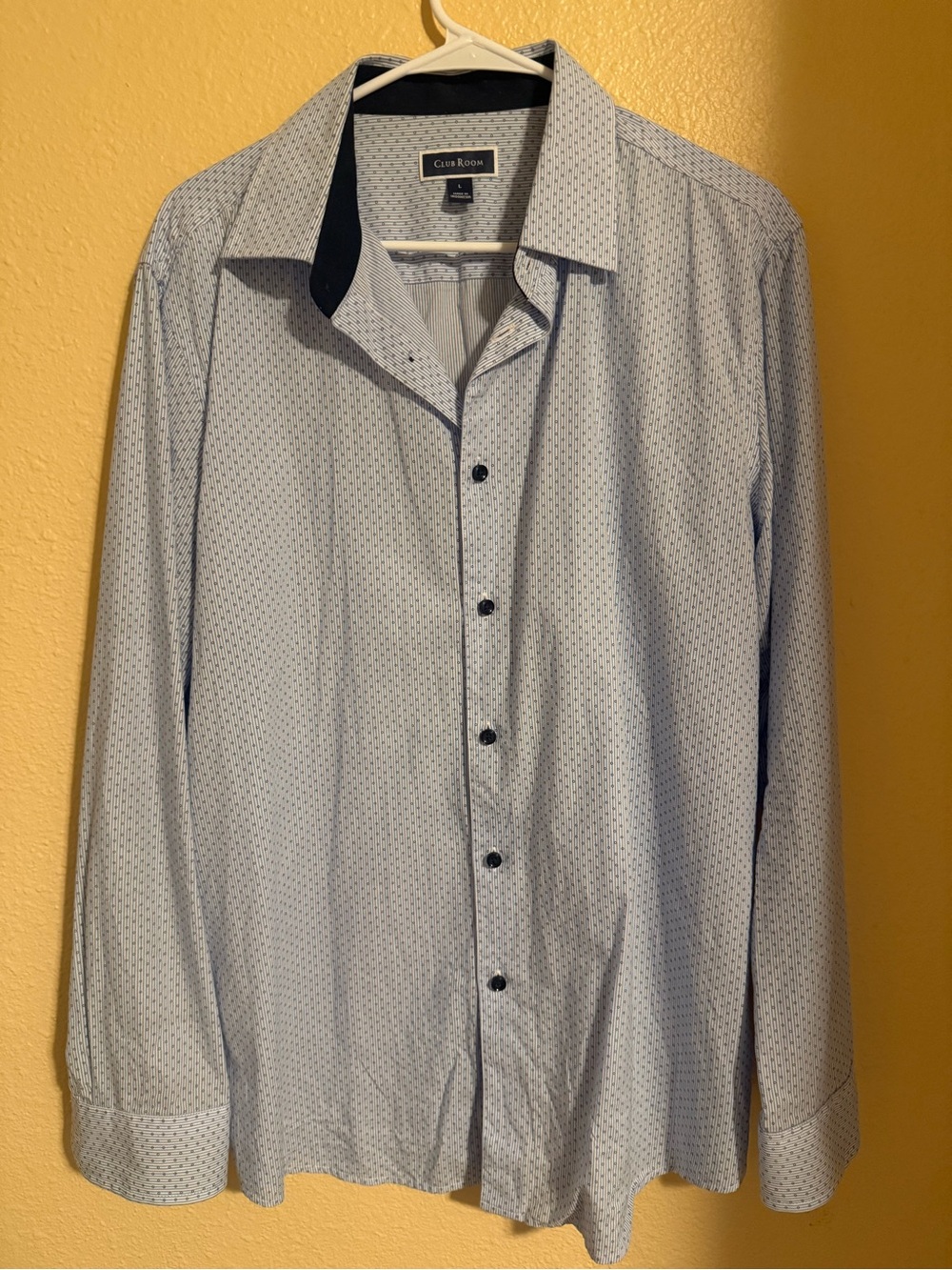 Club Room Light Blue Microdot Dress Shirt with Dark Contrast Collar